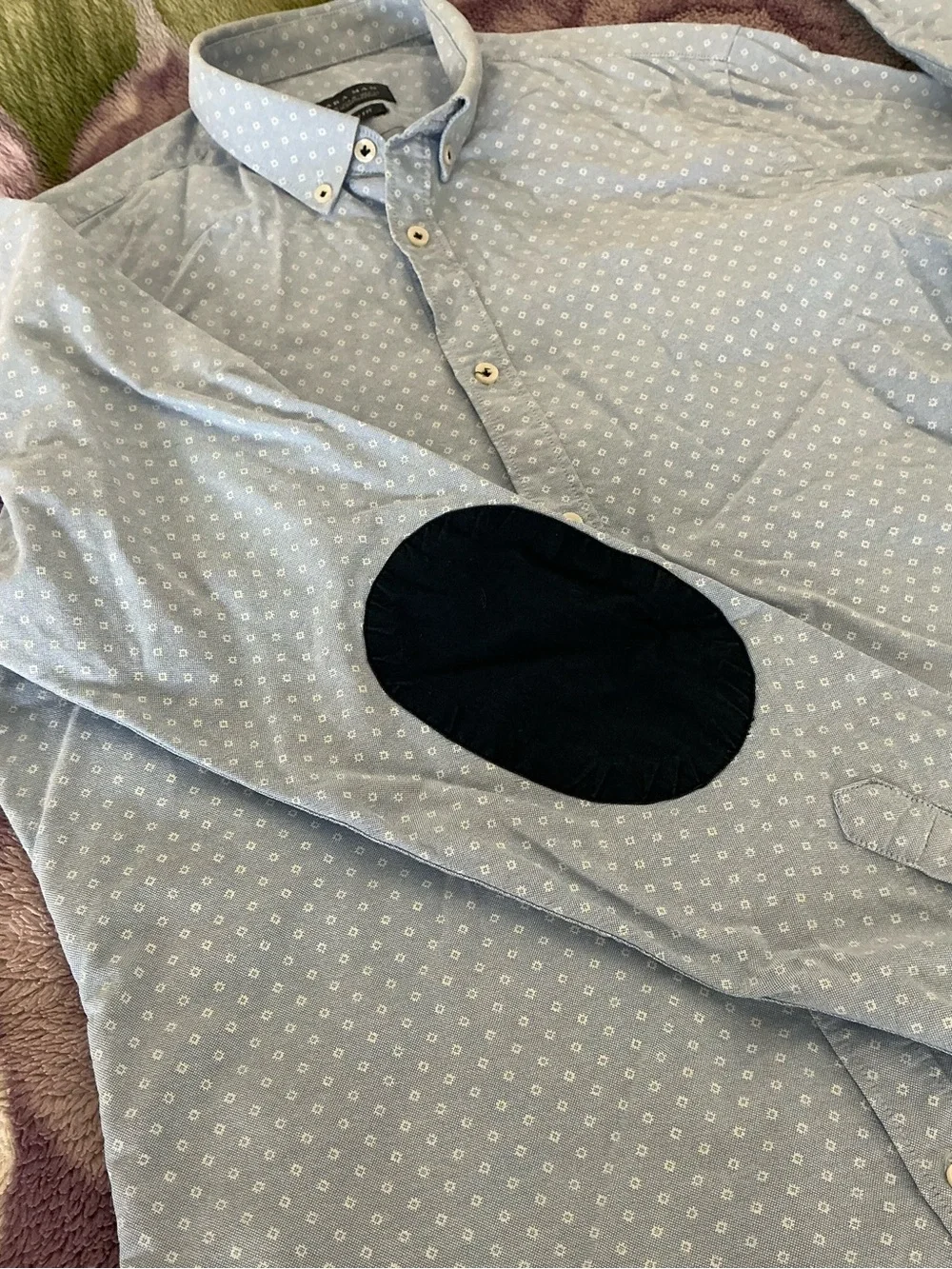 Zara Man Patch Elbow Button Down Shirt